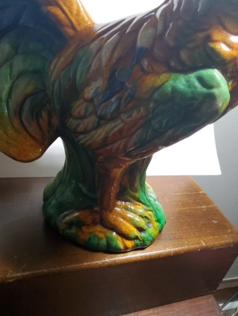 Vintage Majolica roster statue vintage majolica